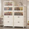 Caja de Almacenamiento Plegable con Tapa Abatible Multicapa Dormitorio Engrosado Montaje Libre Gabinete de Almacenamiento Estante de Almacenamiento con Ruedas