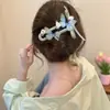 Grampo de cabelo elegante estilo francês bico de pato para mulheres, presilha de cabelo de laço requintada, grampo de cabelo versátil da moda para penteados, acessório de cabelo para outono e inverno