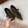 Zapatos Mary Jane de 5 cm de altura interior adicional, con lazo de moño, punta fina, estilo nuevo 2026, de una sola tira, bailarinas de punta baja para mujer