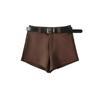 Shorts reto de cor sólida para garota estilosa, cintura alta, modelador, calças casuais de verão novas da moda, calças de corte A feminino