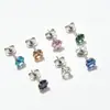 Pendientes de Acero Inoxidable con Circonita de Venta Caliente con Cierre de Mariposa, Pendientes Sencillos de Acero Inoxidable Integrados de Cuatro Garras, Venta al por Mayor de Fábrica