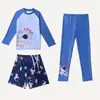 Novo Maiô Infantil Meninos Meninas Manga Longa Calça Longa Conjunto de Três Peças Proteção Solar Secagem Rápida Crianças Pequenas e Médias Roupa de Banho Quente