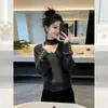 Suéter de tricô casual estilo coreano, cinza escuro, com decote V e acinturado, para mulheres, super popular no outono e inverno, top único e não convencional