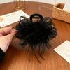 Pinza Negra de Satín con Lazo para Cola de Caballo, Pinza para Volumen del Cabello con Etiqueta Dorada de Lujo Ligero, Pinza para el Cabello de Viajero de Alta Gama y Exquisita