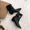 Botines finos de tacón bajo retro francés 2026 súper modernos y elegantes, estilo chic de principios de otoño color café, estilo old money, botines de tobillo con punta cuadrada