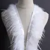 DIY tira de tela de plumas decorativa borla ribete de tela de pluma de avestruz vestido de noche de escenario traje de baile borde de falda accesorios de ropa encaje