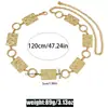 Ornamentos Transfronteiriços Europeus e Americanos Moda INS Corrente de Cintura Quadrada Esculpida para Mulheres Corrente de Umbigo Acessórios de Cinto de Metal Venda por Atacado de Fábrica