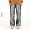 Jeans Ceecuz Lavados Desgastados Masculinos 2024 Outono Novo Retrô Soltos Comprimento Total Calças de Perna Larga Reta Calças Compridas