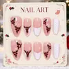 30 Peças Nail Art de Natal Pontas de Unha Usáveis Textura Elegante de Suéter Frutas de Natal Bengala Doce Francesinha Branca Unhas Postiças