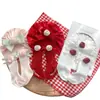 Conjunto de Chapéu e Meias para Bebê Menina Chapéu Pulôver com Laço Rosa Proteção para Fontanela de Recém-Nascido Chapéu Fetal Chapéu Indiano