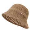 Nuevo Estilo Primavera y Verano Sombrero de Pescador Hueco Transpirable para Mujer, Sombrero de Protección Solar para Salidas, Sombrero Cubo Adelgazante, Sombrero Cubo Versátil