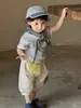 Conjunto de Verano para Bebés y Niños Pequeños Estilo Nuevo Parche de Dibujos Animados Conjunto de Dos Piezas de Manga Corta con Pantalones Cortos Versátil Hecho a Medida