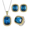 Otoño e Invierno Nuevo Joyería Huabi Azúcar Azul Afilado Artificial Conjunto de Joyería Retro 12*16-10*12 Mayoreo