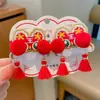 Accesorios para el Cabello Rojos de Año Nuevo Ambiente Festivo Pasadores con Borlas Estilo Antiguo Hanfu Pinzas Dobles Pasadores de Moño para Niños Tocado