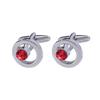 Negócios simples high-end rodada de cristal abotoaduras vermelho azul branco strass diamante todos- combinar abotoaduras de metal dos homens atacado