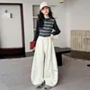 Moda Feminina Três Cores Faca Curva Estilo Outono 2026 Novas Calças Banana Punhos Elásticos Uso Bidirecional Malha Esportiva Calças Compridas
