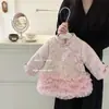 Atacado Transfronteiriço Vestido de Princesa para Meninas Roupa de Ano Novo Novo Vestido para Bebê de Um Ano Estiloso Vestido de Ano Novo para Bebê Menina Tendência de Inverno