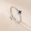 Anillo de Acero de Titanio Estilo Coreano Estilo Ins Trébol de Cuatro Hojas para Mujer Sin Color Lujo Ligero Anillo de Nicho