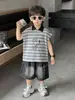 Conjunto de Verano para Niños 2026 Nuevo Fresco y Elegante Camisa Polo Fina Infantil Estilo Coreano Chaleco sin Mangas de Verano para Niños