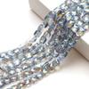 Contas de vidro de grade quadrada plana de 8 mm galvanizadas multicoloridas pulseira colar joias acessórios de joias artesanais faça você mesmo