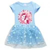 Verão 2023 novo comércio exterior roupas infantis unicórnio desenho animado estrela europeia e americana bainha de lua algodão manga curta saia infantil