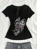 Amazon Estilo Americano Transfronteiriço Verão Novo Retrô Manga Curta Asa T-Shirt Hot Girl Slim-Fit Sexy Estampa de Leopardo Roupas Femininas Atacado