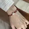 Pulseira Sino de Urso Prata Pura S999 Design de Nicho Pulseira de Ágata Vermelha Fofa Pulseira do Ano Animal para Mulheres