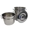Cubo para Sopa de Acero Inoxidable Multiespecificación con Tapa Plana, Gran Capacidad, Adecuado para Comedores y Uso Doméstico, para Cocinar Fideos, Gachas, Carnes Estofadas y Hervir Agua