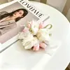 Goma de pelo scrunchie vintage versátil extragrande para adultos, elegante scrunchie floral para coleta
