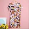 Nuevo Vestido Estampado de Algodón y Seda para Mujer 2023 de Manga Corta Estilo Verano Delgado Ropa para el Hogar Camisón Casual que Se Puede Usar Afuera