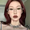 Armazones Metálicos para Gafas Estilo Coreano para Mujer, Ovalados Modernos Artísticos Plateados Adelgazantes Retro Aspecto Sencillo, Adecuados para Lentes de Graduación