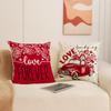 Almohada de San Valentín Transfronteriza Simple Combinación Versátil Funda de Almohada Estampado de Letras LOVE Rojas Almohada para Sofá