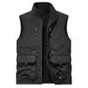 Jaqueta Masculina Casual Sem Mangas Forrada com Fleece Reversível Colete de Trabalho Fotografia Masculino Solto com Múltiplos Bolsos Top de Repórter