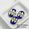 Cuentas Redondas Planas de Cerámica Pintadas a Mano para Aceituna, Cuentas Sueltas con Agujeros, Materiales Hechos a Mano para DIY, Accesorios para Pulseras, Collares, Aretes, Joyería