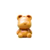 Talla en madera de sándalo arcoíris, diseño de oso lindo, accesorios creativos de cuentas DIY, pulsera y adornos colgantes de madera