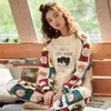 Llegada Nueva 2022 Pijamas para Mujer Primavera y Otoño Pantalones de Manga Larga Ropa de Exterior Caricatura Dulce Traje de Casa para Mujer