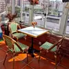 Mesa de Comedor Francesa Restaurante Occidental Mesa de Mármol de Roca Cafetería Tienda de Té con Leche Balcón Jardín Mesa y Silla de Ratán para Exteriores