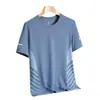 Nueva Camiseta Casual de Secado Rápido para Hombre Talla Grande Verano Delgado Cuello Redondo Holgada de Seda de Hielo Manga Corta Media Manga
