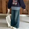 Conjunto de Sudadera con Capucha y Pantalones Falso de Dos Piezas Estilo Academia Coreana 2026 para Niñas Primavera Otoño Top con Solapa Conjunto de Dos Piezas de Jeans