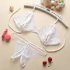 Conjunto de Lingerie Apaixonado de Seda Borboleta Mágica com Abertura no Gancho Sem Tirar a Roupa Três Peças Renda Fio Dental Sexy para Mulheres A080
