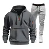 Conjunto de moletom com zíper e bolsos múltiplos para homens, tamanho europeu, para primavera e outono, casual esportivo