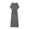 Atacado de Roupas Femininas Transfronteiriças Verão 2026 Novo Estilo Simples e Elegante Cor Sólida Moda Ajuste ao Corpo Cintura Marcada Emagrecedor Vestido