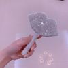Espelho de mão HD de luxo com diamante embutido espelho de maquiagem portátil para estudantes online vermelho de alta aparência espelho de maquiagem portátil com alça