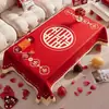 Mantel para mesa de centro de boda, mantel rojo para mesa de comedor de sala de estar, tela decorativa festiva para compromiso y recién casados, mantel de Año Nuevo que realza el ambiente