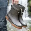 Botas de Lluvia Impermeables para Exteriores de Caña Corta para Hombre, Antideslizantes, de Moda, con Cordón, Botas de Lluvia para Estudiantes, Suaves, Resistentes al Desgaste, Waders para Acampar y Pescar