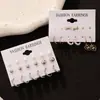 Pendientes de Moda Transfronterizos Europeos y Americanos en Forma de Corazón Set de 6 Piezas Set Creativo de Pendientes Dorados con Círculo Incrustados de Perlas