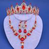 Accesorios de corona de cadena de gran venta transfronteriza, pendientes de diamantes de imitación para mujer, collar, tocado de novia de tres piezas, joyería de corona, traje