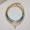 Collar multicapa para mujer, estilo étnico europeo y americano, con perlas naturales nicho, tejido a mano, cadena de clavícula con cuentas.