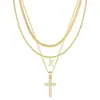 Amazon Transfronterizo Nuevo Collar con 26 Letras Iniciales Moda Colgante de Cruz Personalizado Collar Multicapa Joyería para Mujer