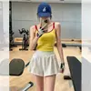 Top de yoga de verano talla grande para mujer con almohadillas en el pecho, top sin mangas adelgazante para Pilates, conjunto de fitness